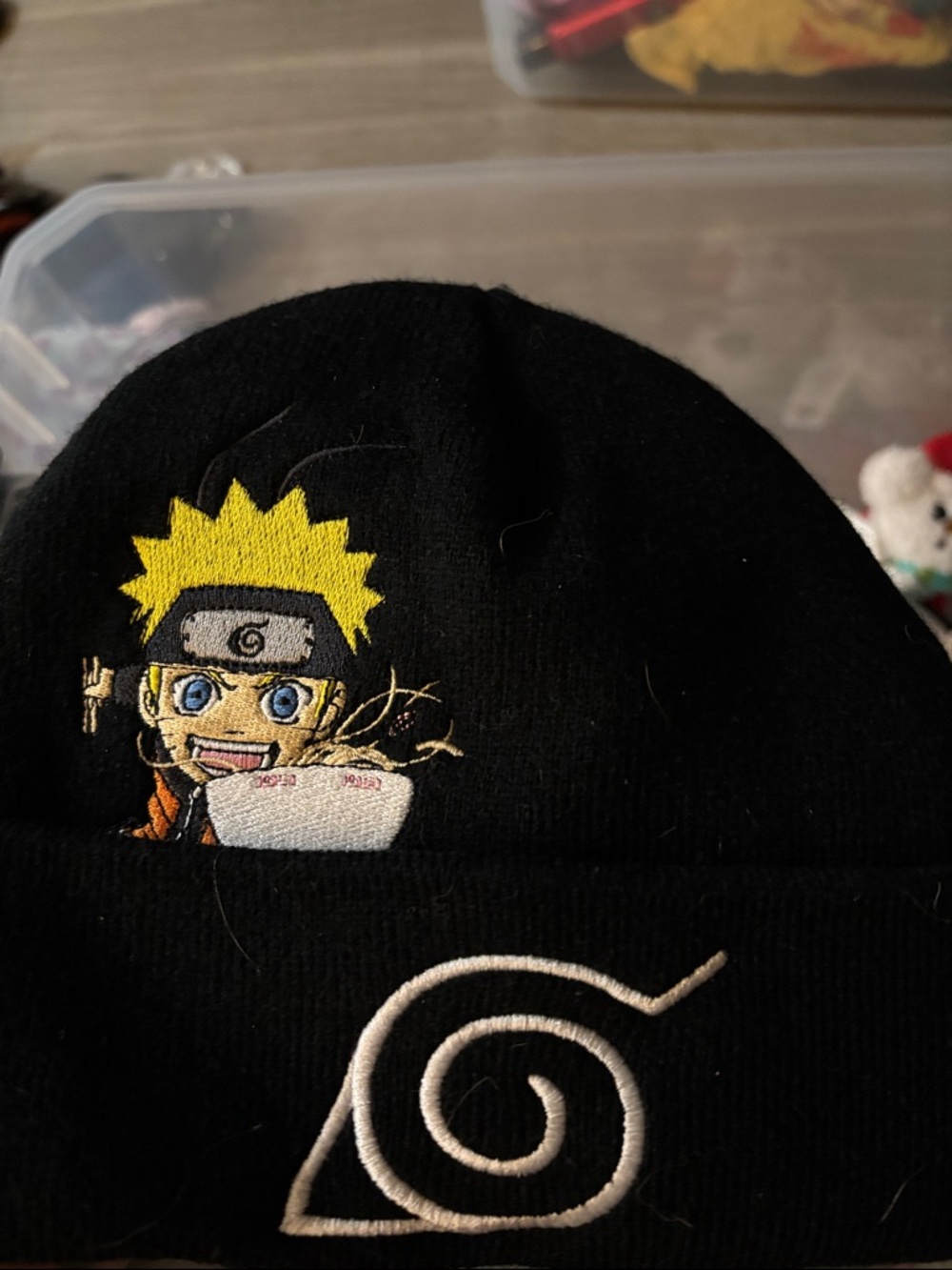 Black Naruto Embroidered Beanie Hat